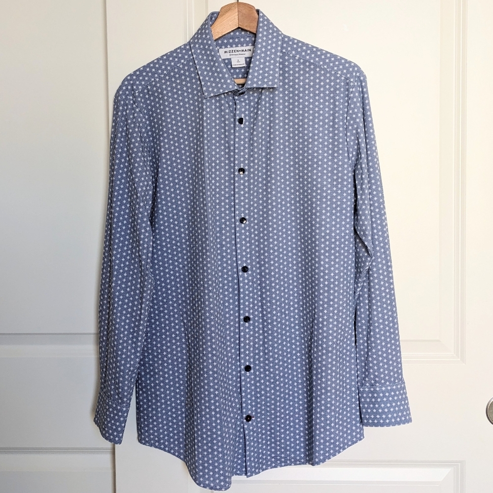 Mizzen+Main Performance Button Down Shirt Men S Trim Fit Geometric Print Office